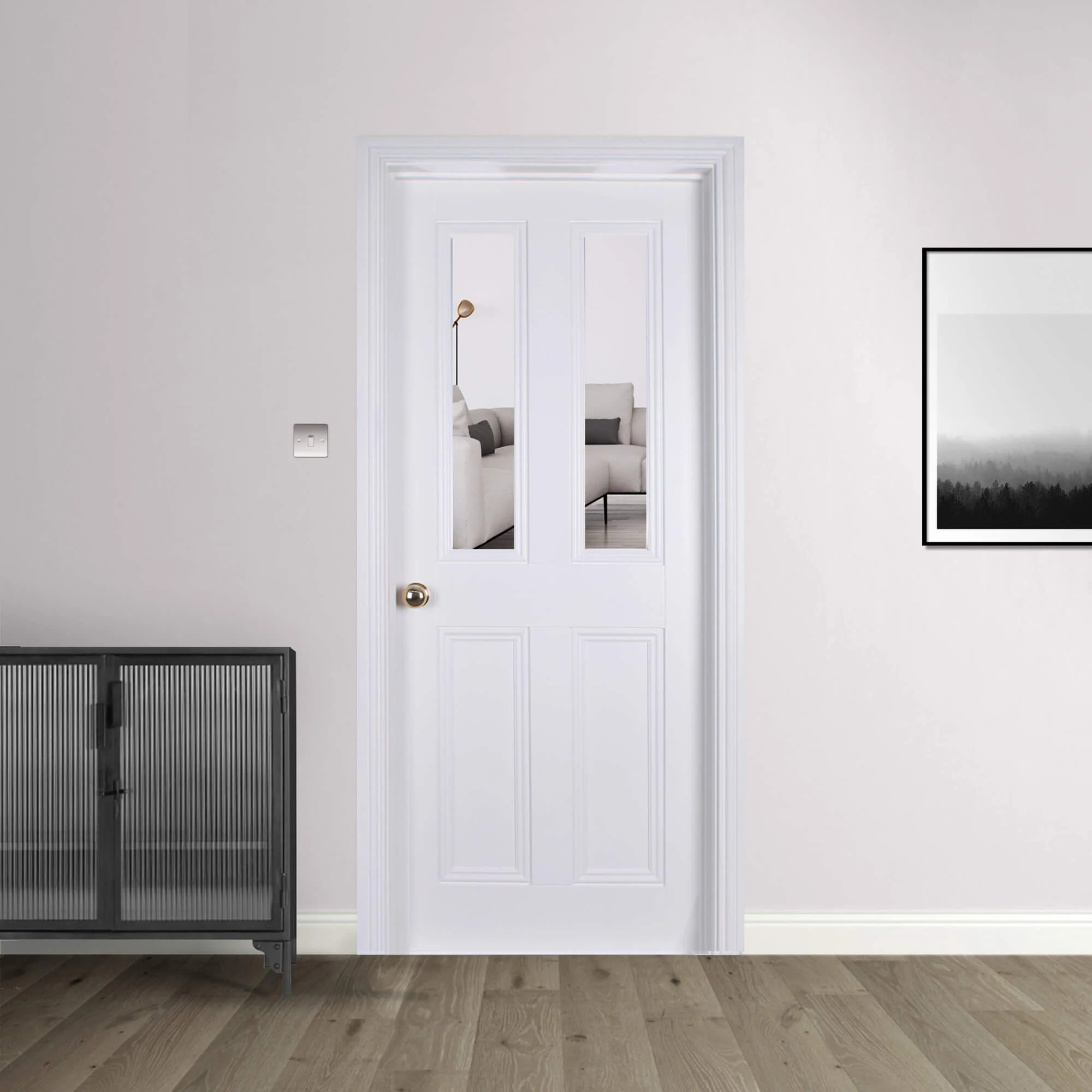 Ardmore White Primed 2 Lite Pre-Glazed Door (40mm) - Image 3