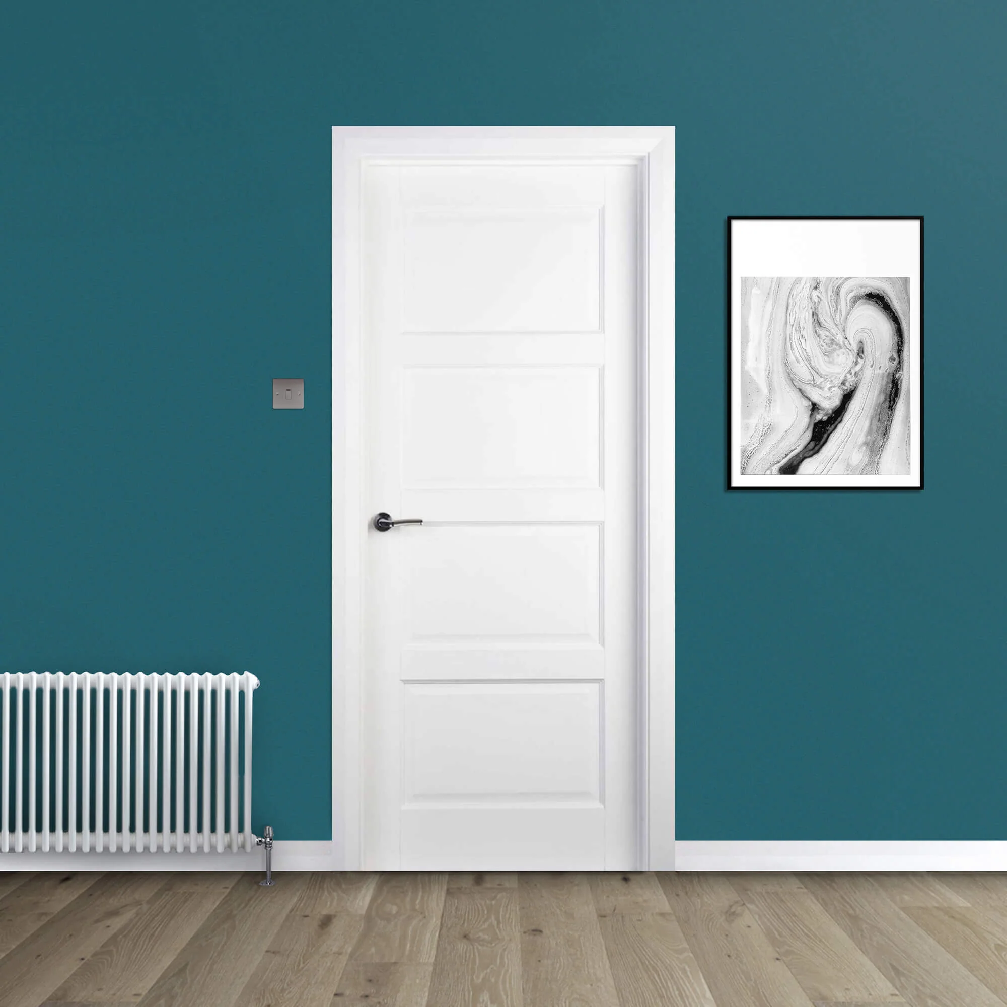 Contemporary White Primed 4 Panel Door (40mm) - Image 3