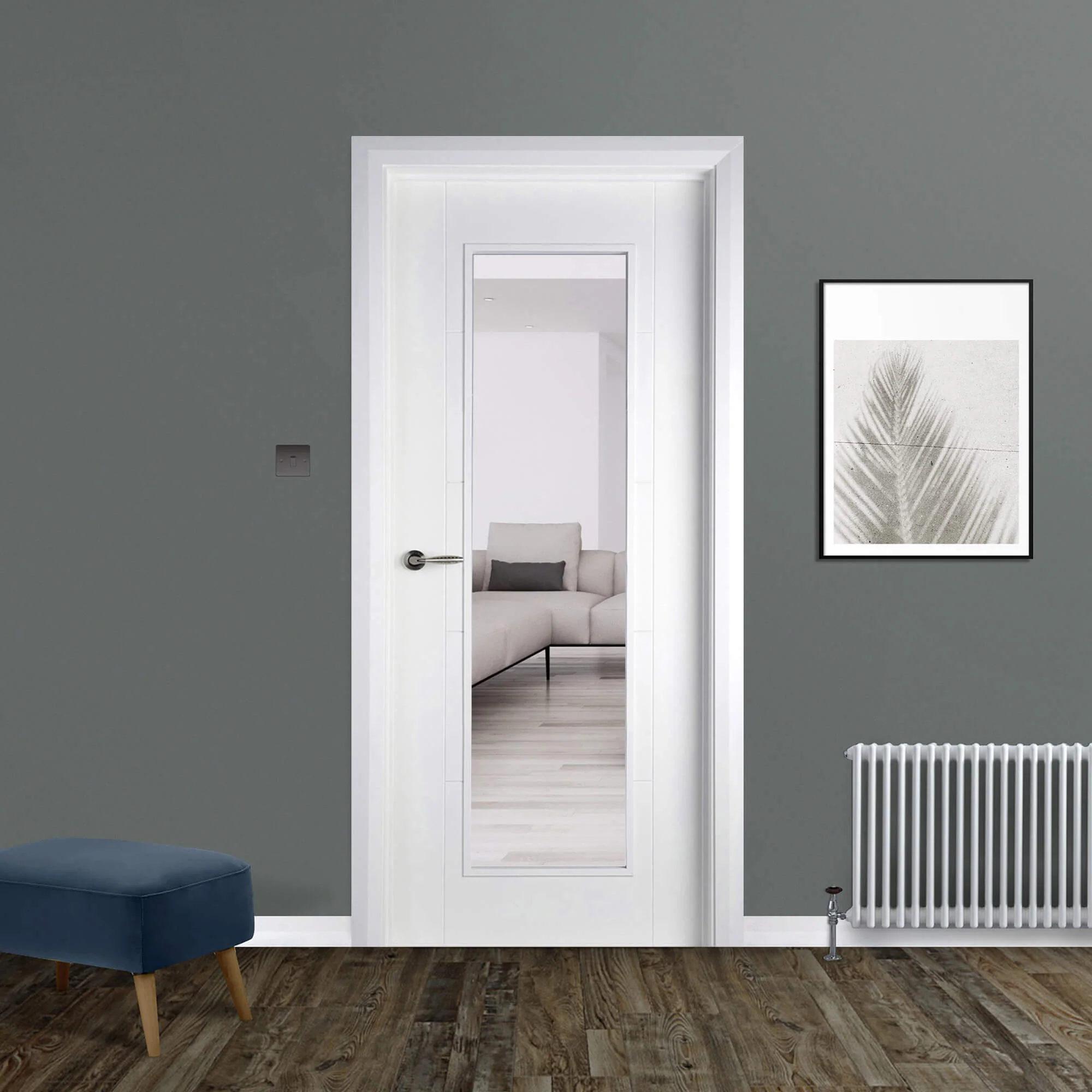 Iseo White Primer Plus 1 Lite Pre-Glazed Door (35mm) - Image 3