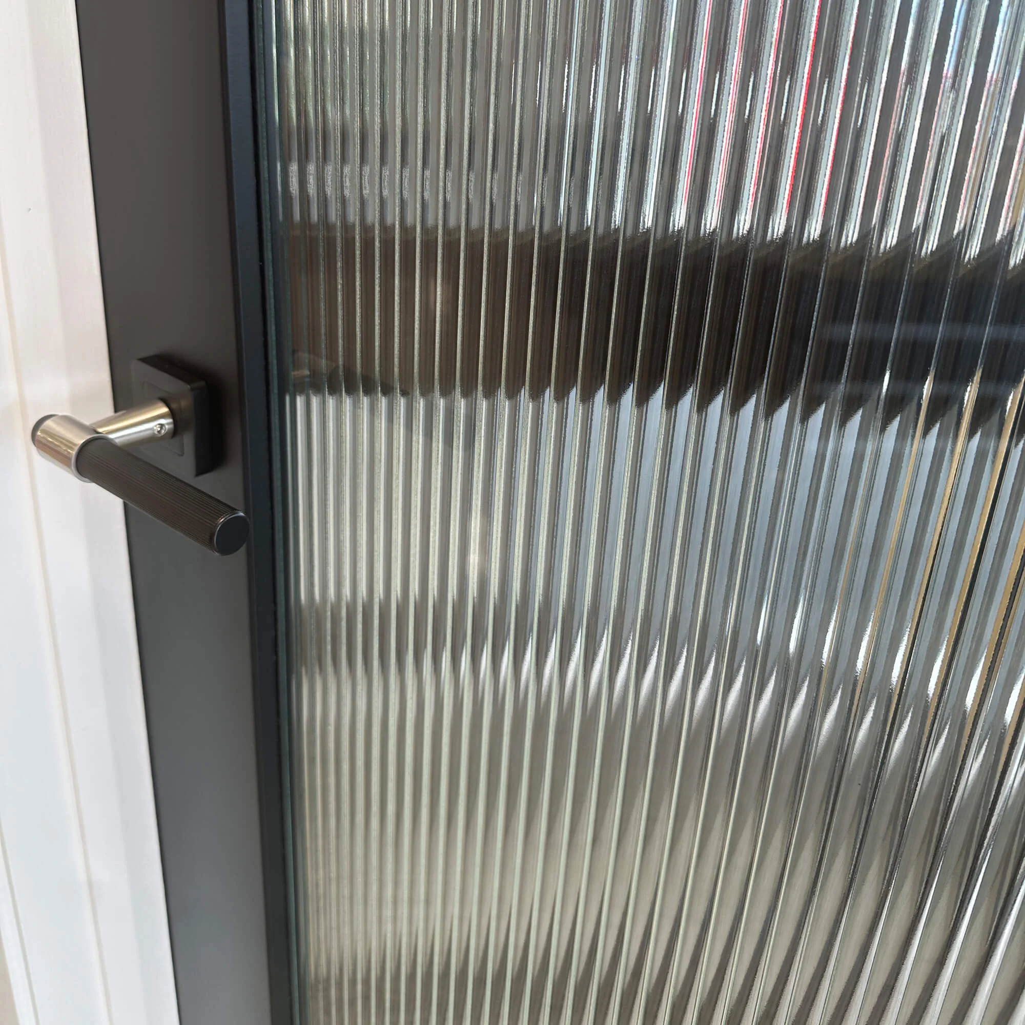 Reeded Black Primer Plus 1 Lite Pre-Glazed Door (35mm) - Image 3