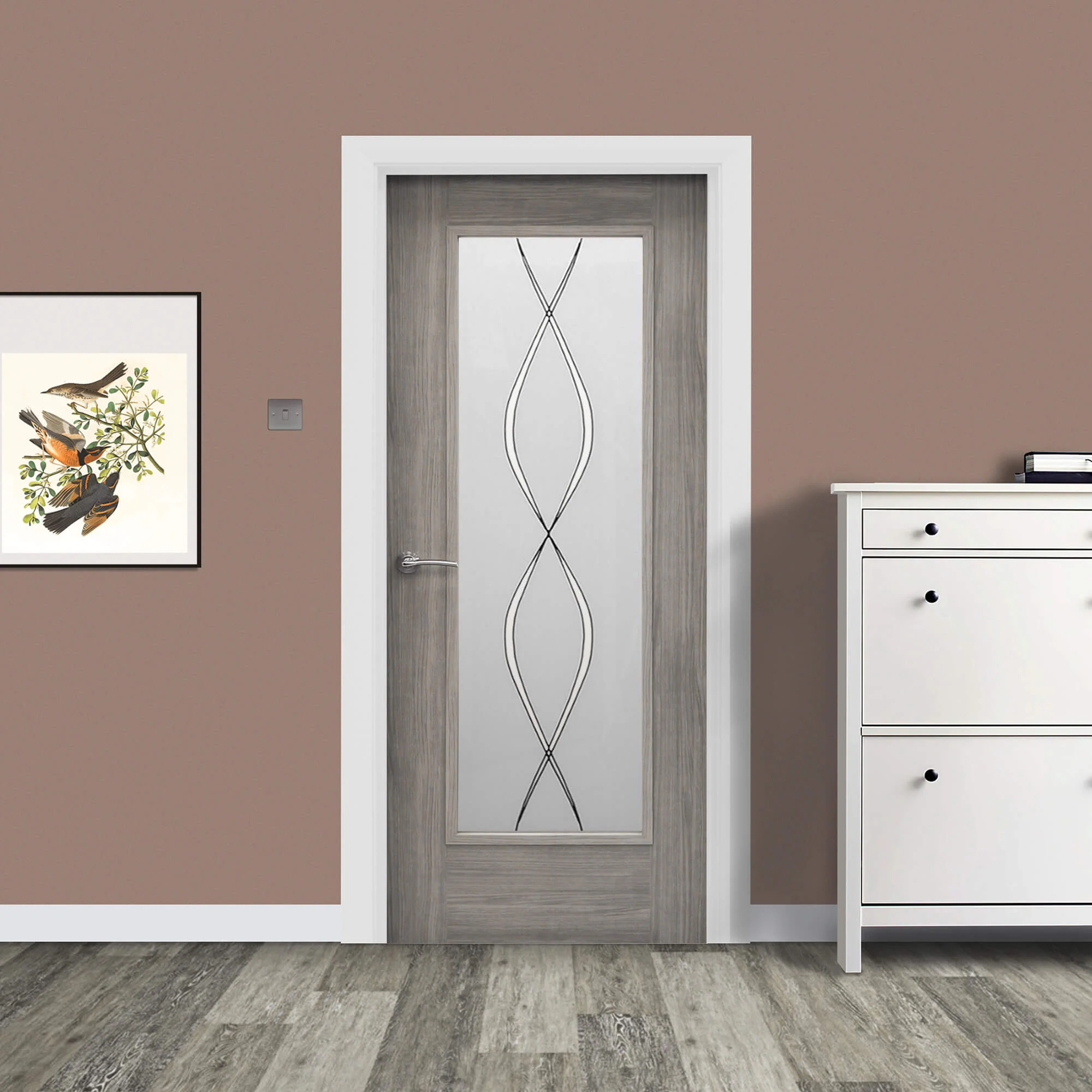 Shaker Lava Grey 1 Lite Unglazed Laminate Door (40mm) - Image 7
