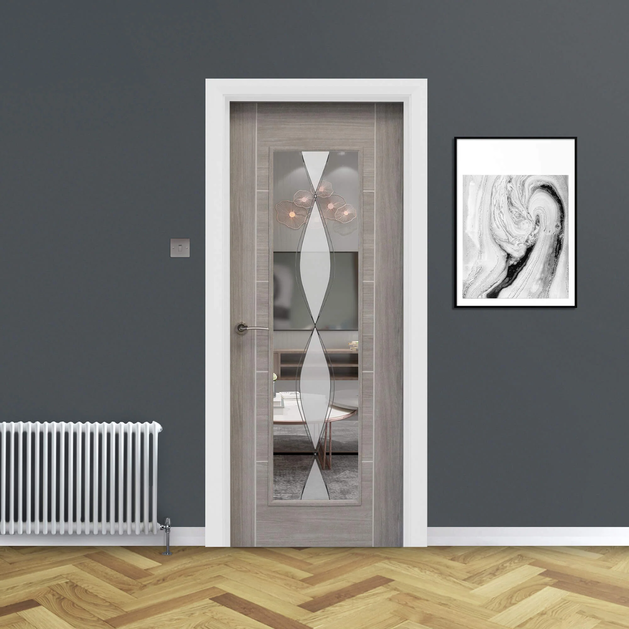 Tigris Lava Grey 1 Lite Unglazed Laminate Door (40mm) - Image 9