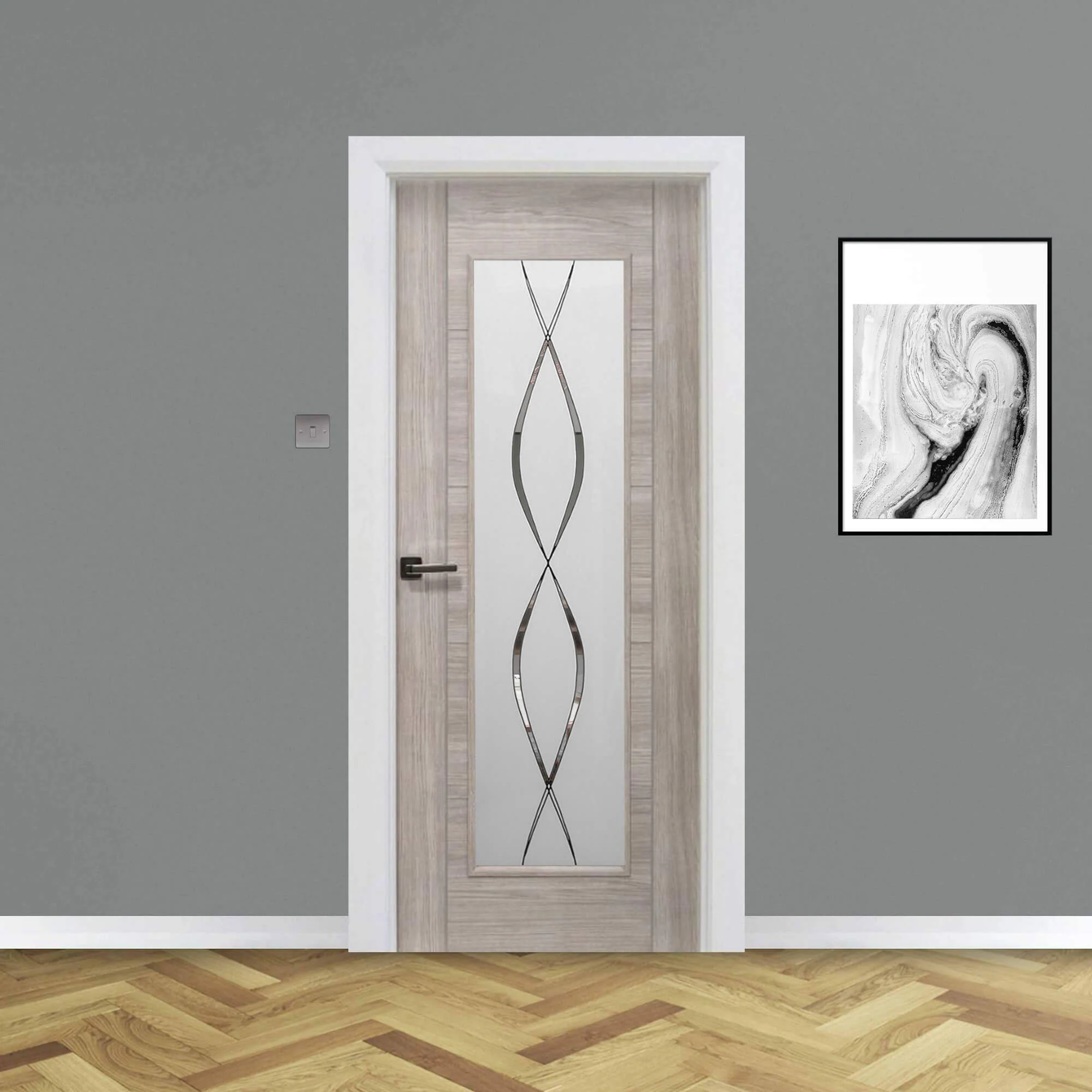Tigris Stone Grey 1 Lite Unglazed Laminate Door (40mm) - Image 6