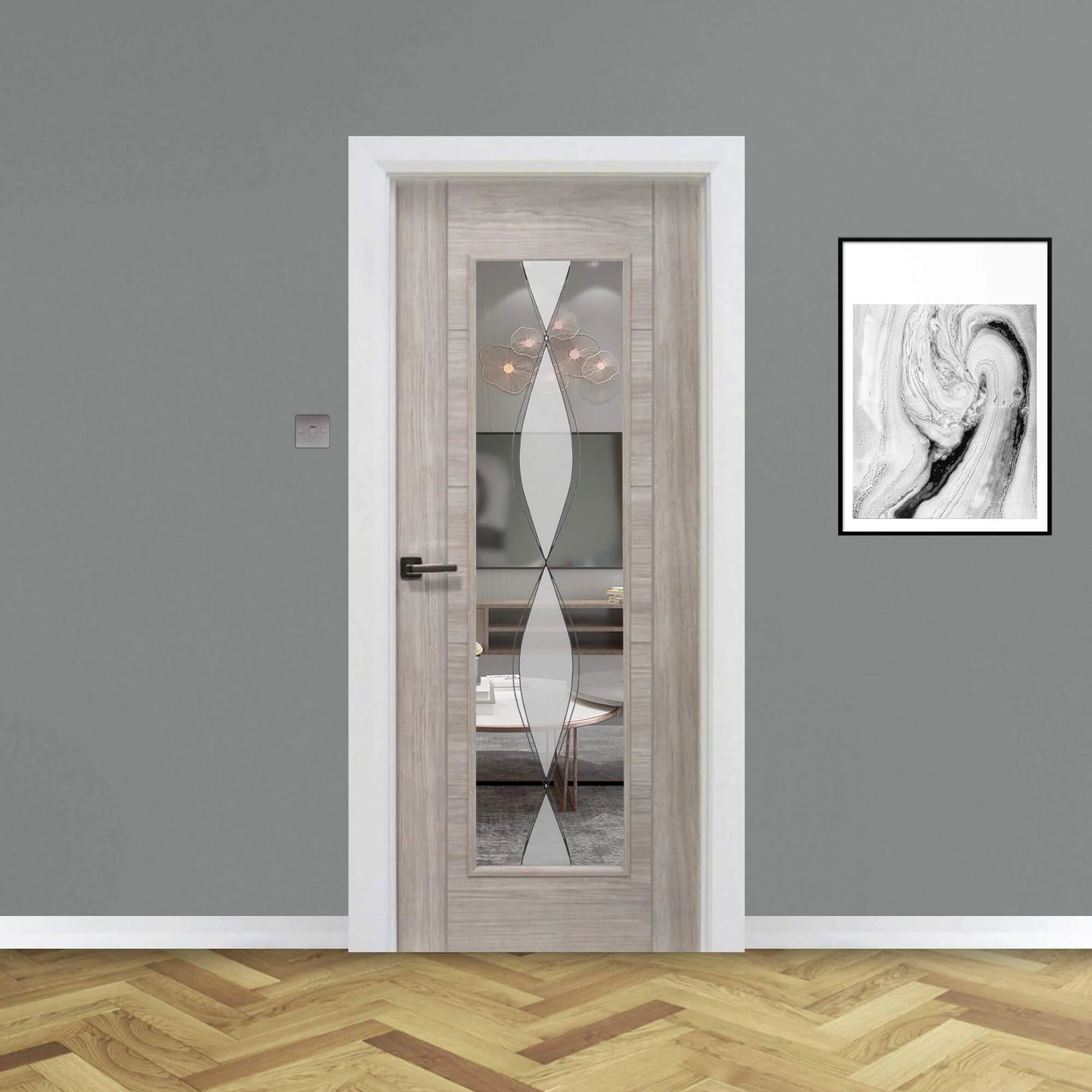 Tigris Stone Grey 1 Lite Unglazed Laminate Door (40mm) - Image 8
