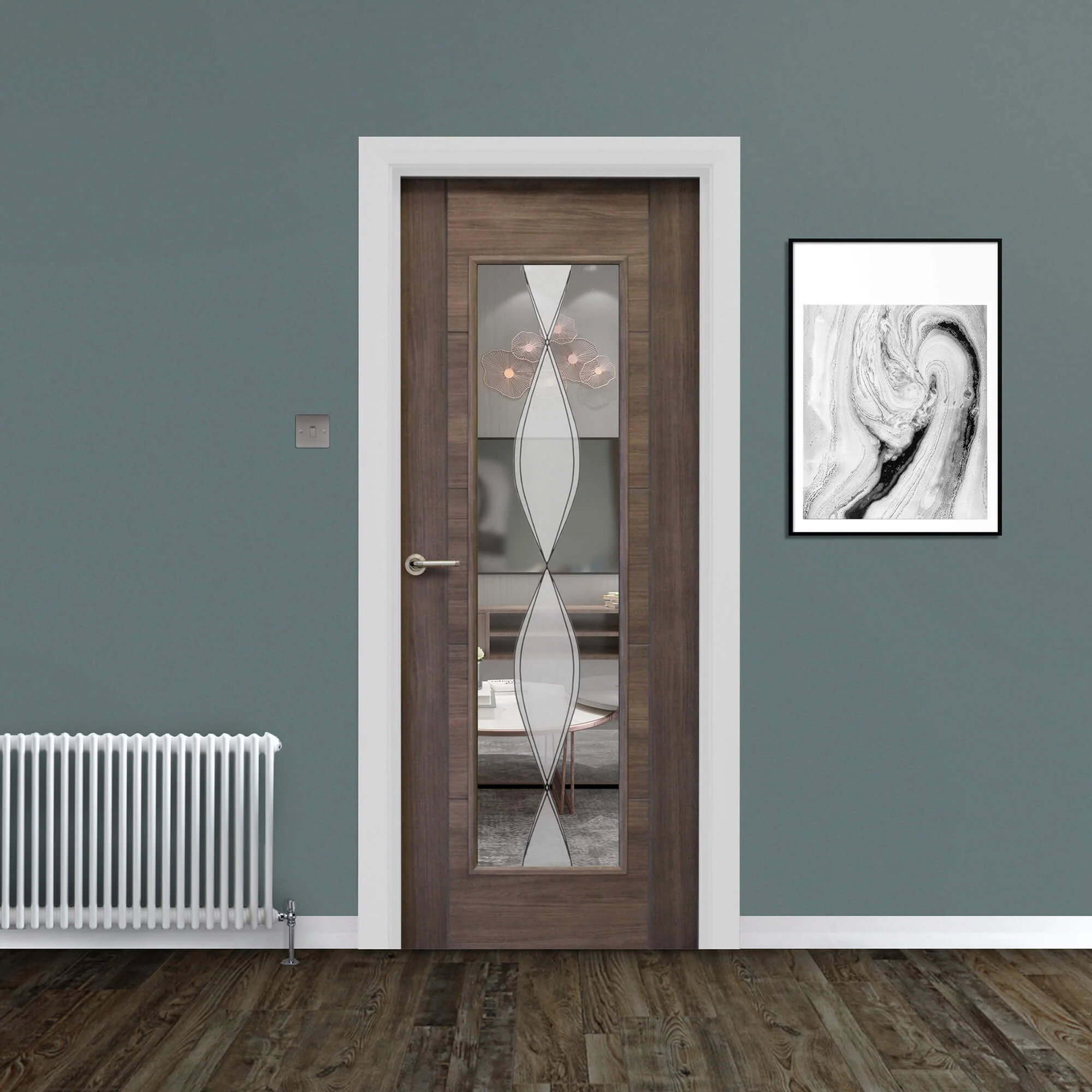 Tigris Walnut 1 Lite Unglazed Laminate Door (40mm) - Image 7