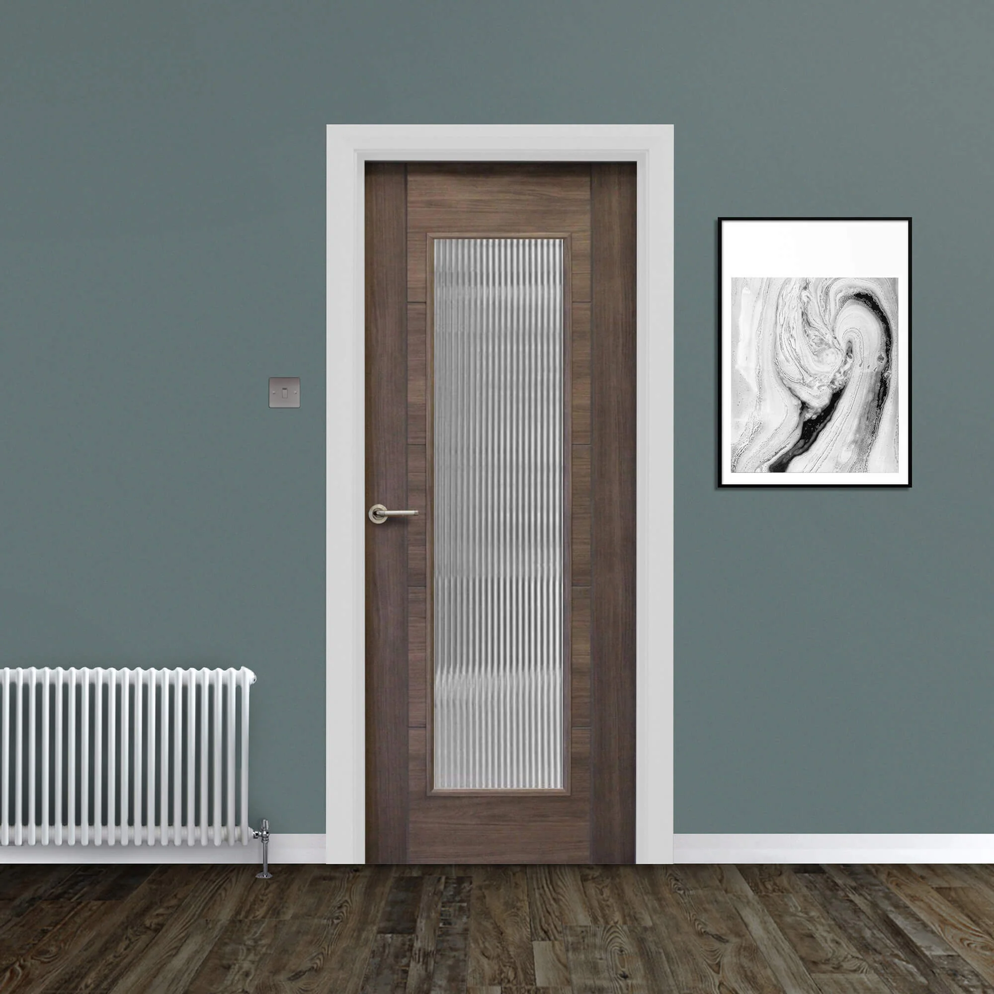 Tigris Walnut 1 Lite Unglazed Laminate Door (40mm) - Image 9